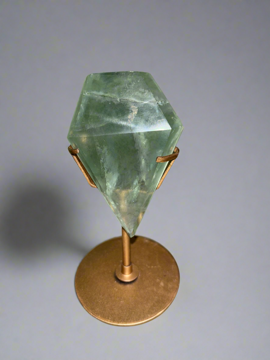 HQ Green Fluorite Diamond On A Stand