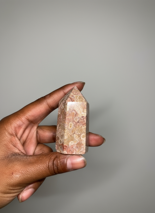 Druzy Pink Agate Tower